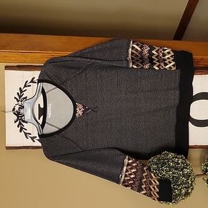 Maurices charcoal fleece top with bronze and gold sequins